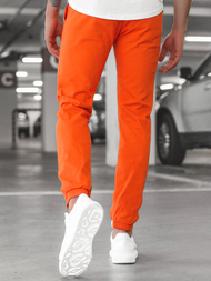 Ανδρικό παντελόνι chino jogger σκούρο-πορτοκαλί OZONEE JB/JP1145/13