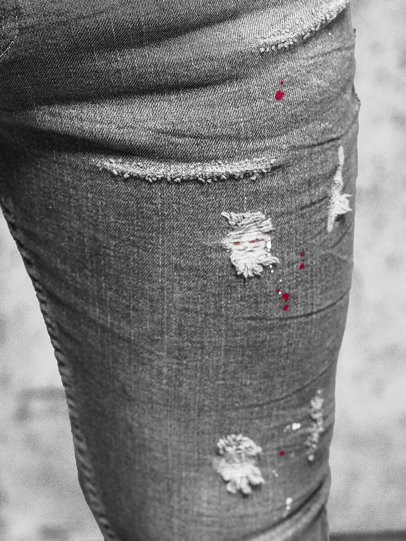 Ανδρικό τζιν παντελόνι Γραφίτης OZONEE O/MB459