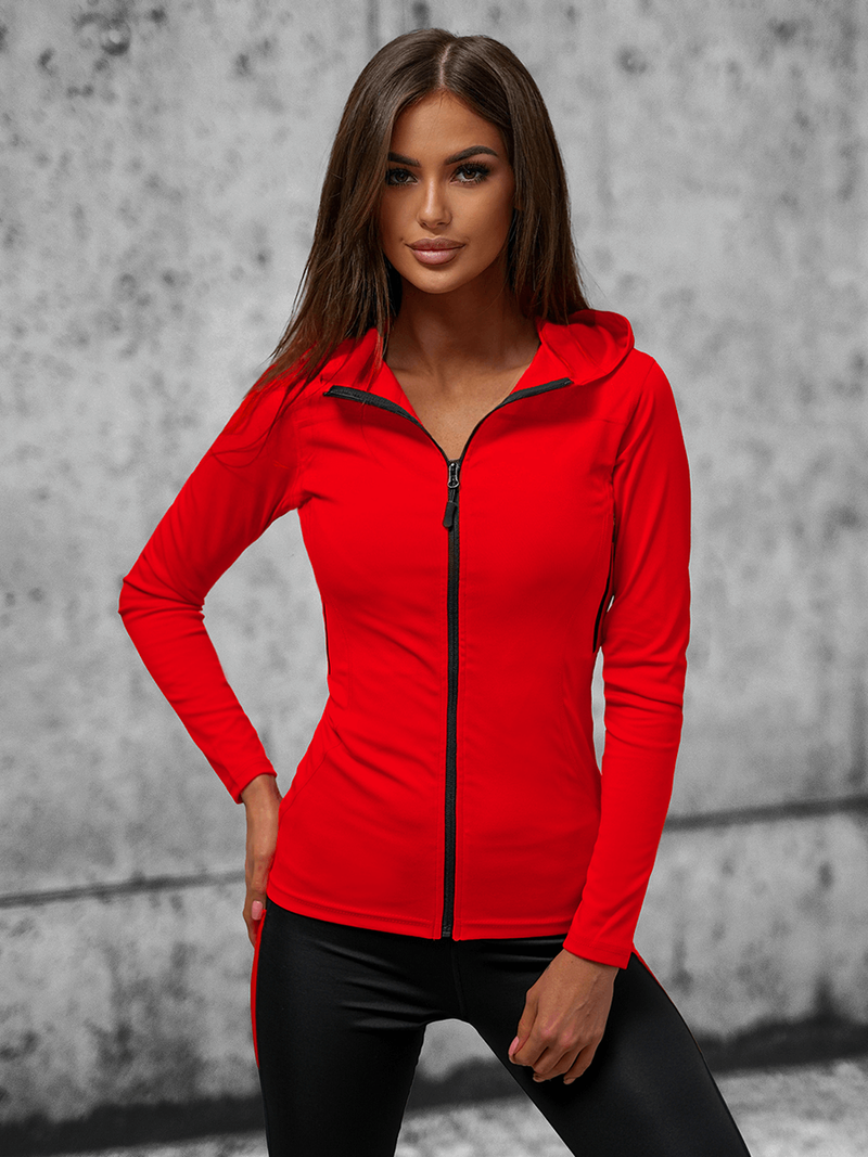 Γυναικείο φούτερ με φερμουάρ kόκκινο OZONEE JS/HD153/5