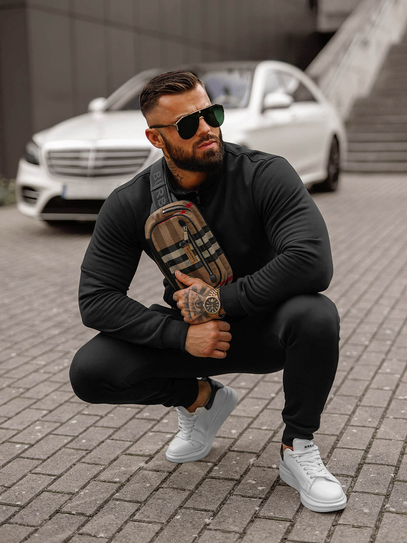 Ανδρικό σετ φόρμας μαύρο OZONEE JS/68C10385/3Z