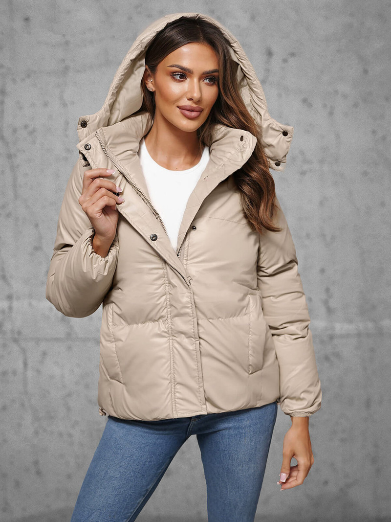 Γυναικείο μπουφάν μπεζ OZONEE JS/5M3185/62
