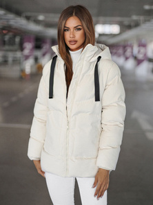 Γυναικείο μπουφάν eκρού OZONEE JS/5M3251/281