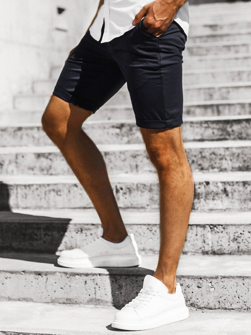 Ανδρικό σόρτς chino σκούρο-ναυτικό μπλε OZONEE DJ/1008