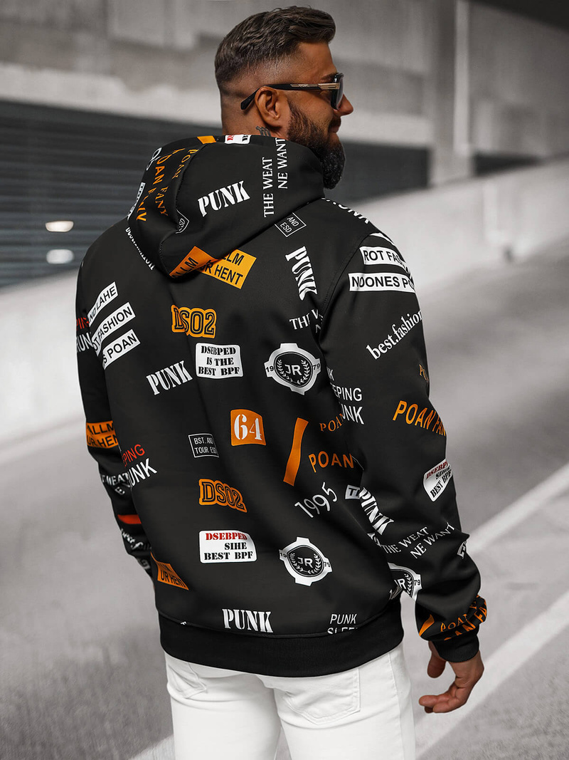 Ανδρικό Φούτερ με Kουκούλα Mαύρος OZONEE JS/8B1250/3