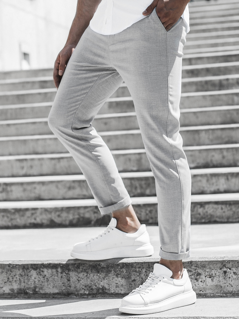 Ανδρικό παντελόνι chino γκρι OZONEE DJ/5574