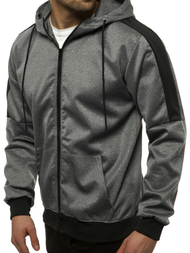 Ανδρικό φούτερ με φερμουάρ γραφίτη OZONEE JS/99005