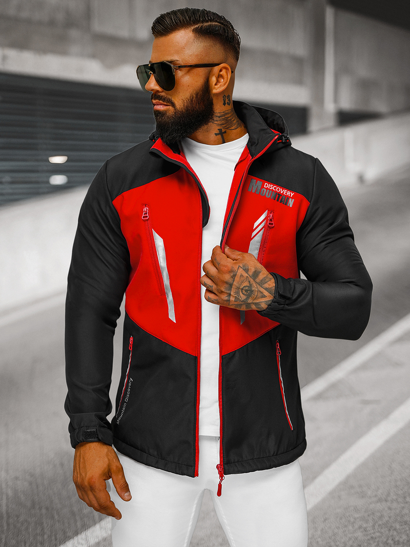 Ανδρικό μπουφάν Softshell μαύρο-Κόκκινο OZONEE JS/HH022/1C