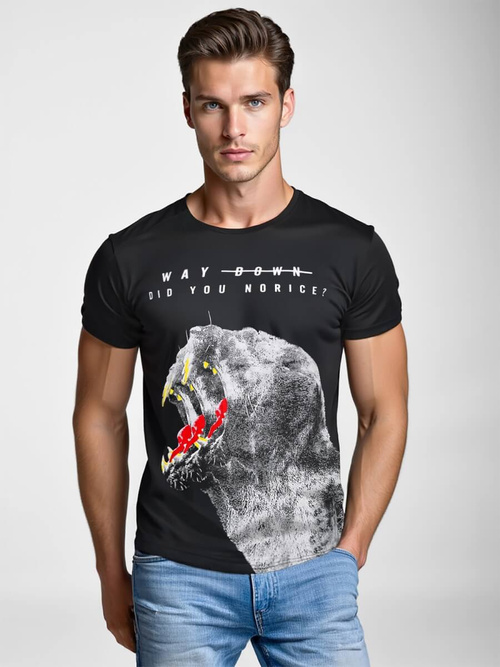 Ανδρικό μπλουζάκι μαύρο OZONEE O/T127/3Z