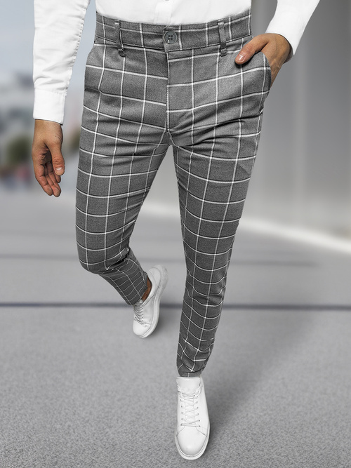 Ανδρικό παντελόνι chino σκούρο-γραφίτη OZONEE DJ/5522Z