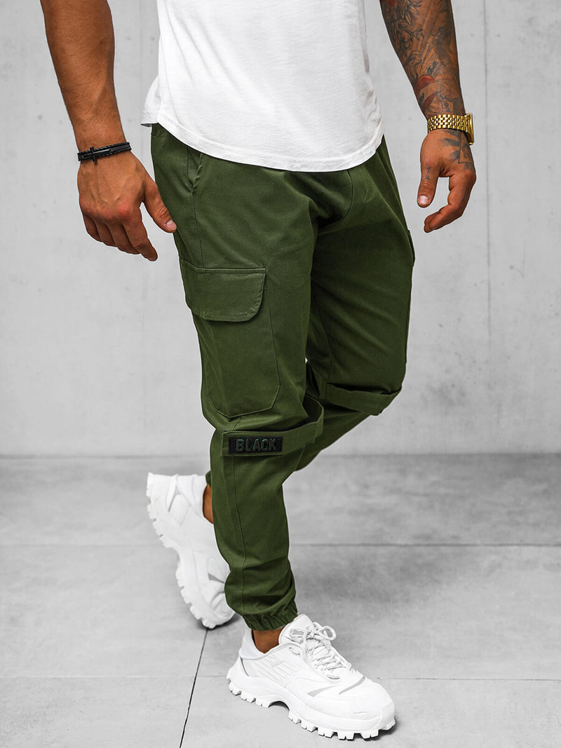 Ανδρικό παντελόνι chino jogger χακί OZONEE O/G3014Z