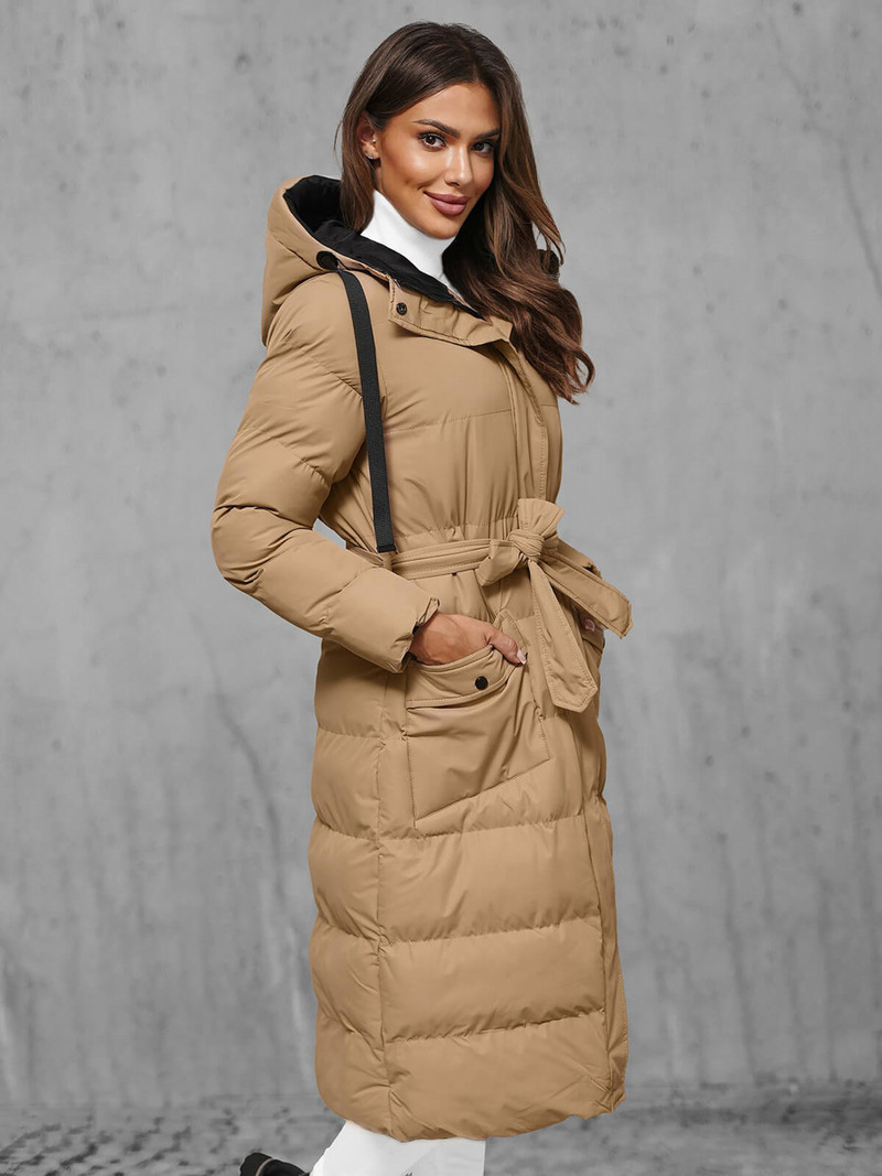 Γυναικείο μπουφάν kαμήλα OZONEE JS/5M3178/84