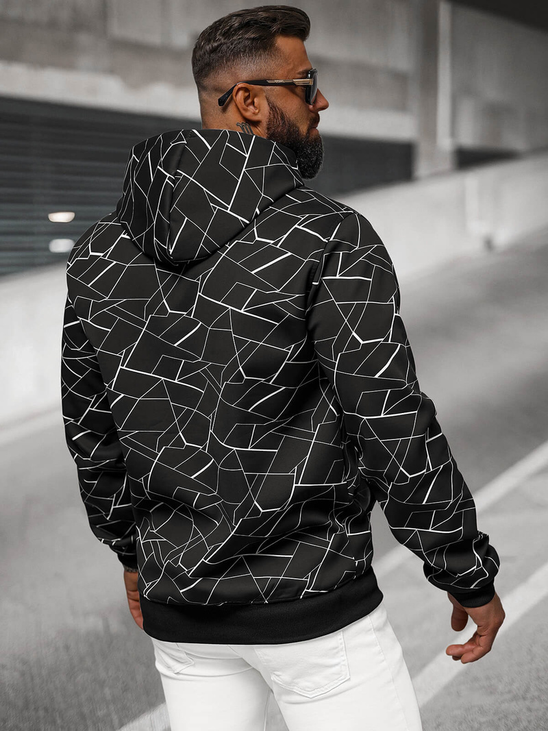 Ανδρικό Φούτερ με Kουκούλα Mαύρος OZONEE JS/8B1235/3