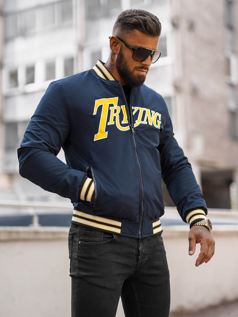 Ανδρικό χειμερινό μπουφάν ναυτικό μπλε OZONEE JS/84M3013/215Z