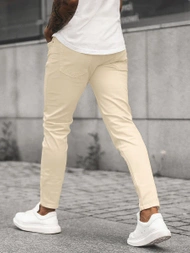 Ανδρικό τζιν παντελόνι ανοιχτό-μπεζ OZONEE E/5388/04