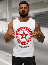 Ανδρικό αμάνικο μπλουζάκι λευκό OZONEE JS/8B1721/1Z