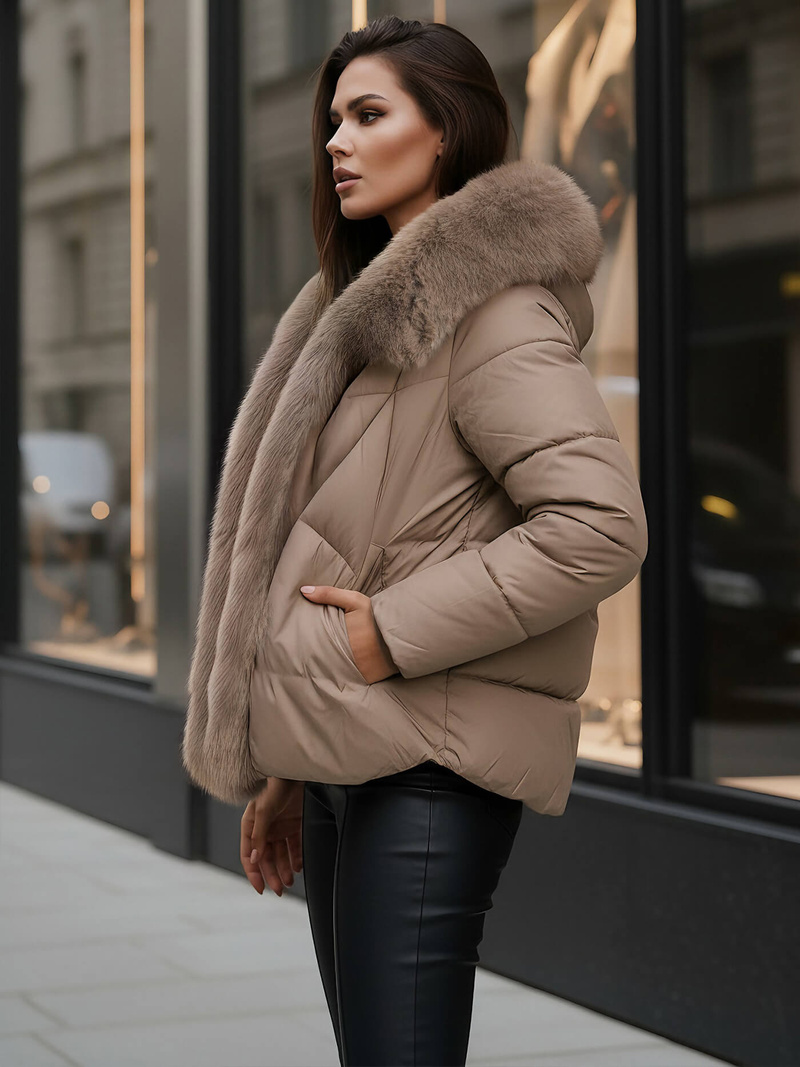 Γυναικείο μπουφάν Σκούρο μπεζ OZONEE O/16M9179/84