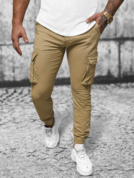 Ανδρικό παντελόνι chino jogger mπεζ OZONEE NB/MP0202K