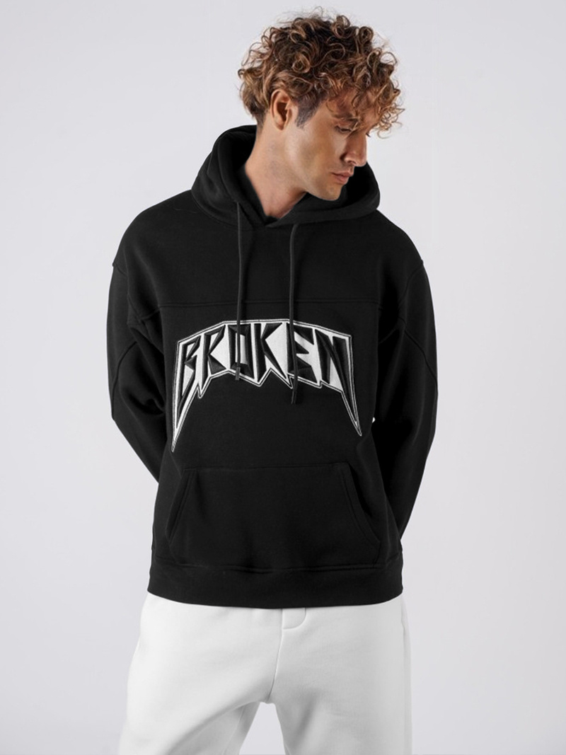 Φούτερ με Κουκούλα μαύρο OZONEE O/SWE23019Z