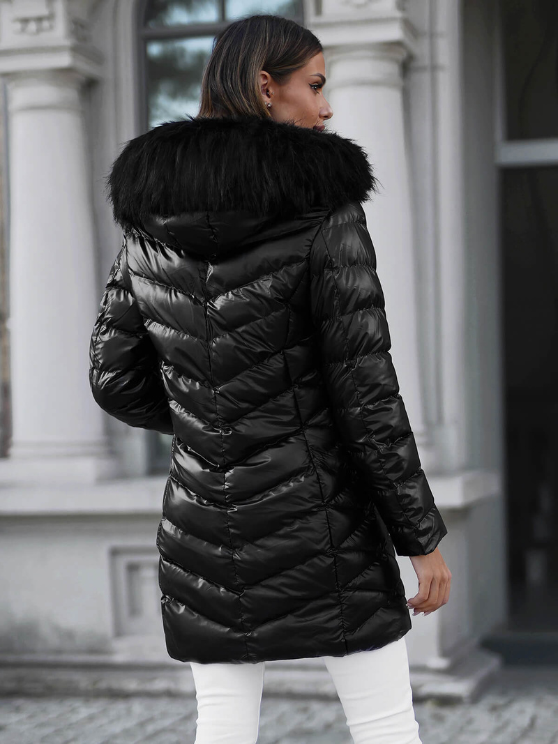 Γυναικείο χειμερινό μπουφάν mαύρος OZONEE JS/M778/392BZ