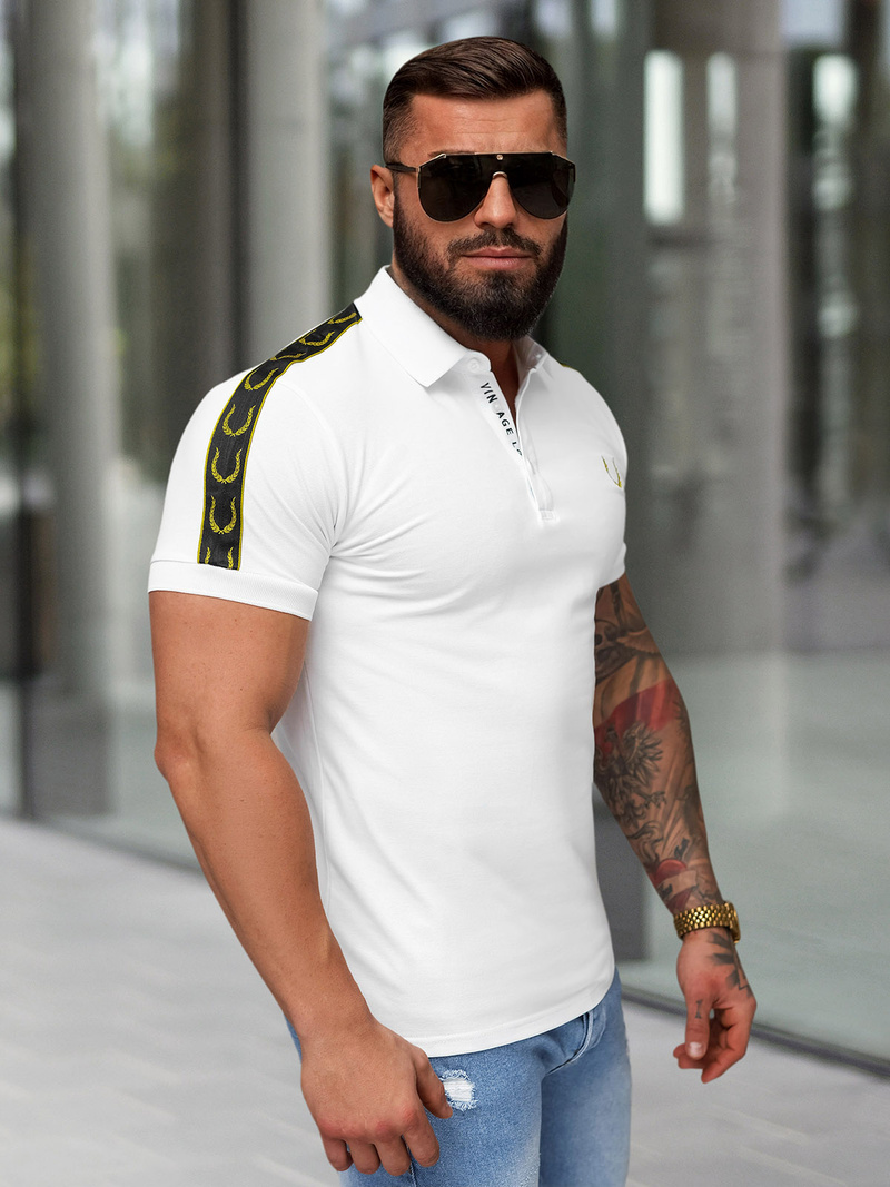 Ανδρική μπλούζα polo λευκό OZONEE O/QQ1337