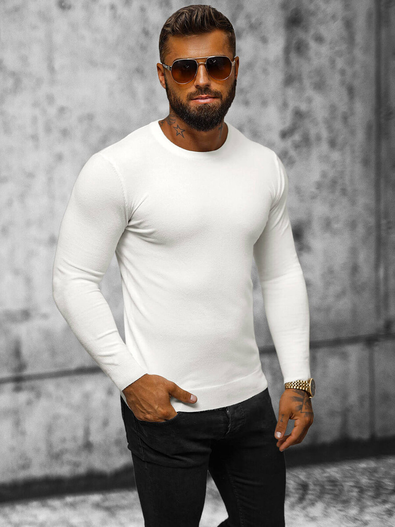 Ανδρικό πουλόβερ λευκό OZONEE NB/MMB602/1Z