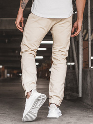 Ανδρικό παντελόνι chino jogger μπεζ OZONEE A/0952