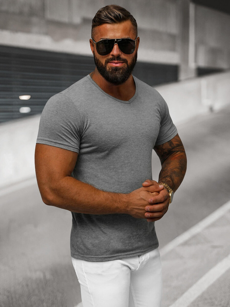 Ανδρικό μπλουζάκι γραφίτη OZONEE JS/712007Z