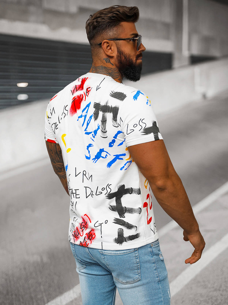 Ανδρικό μπλουζάκι λευκό OZONEE JS/8T1211/1