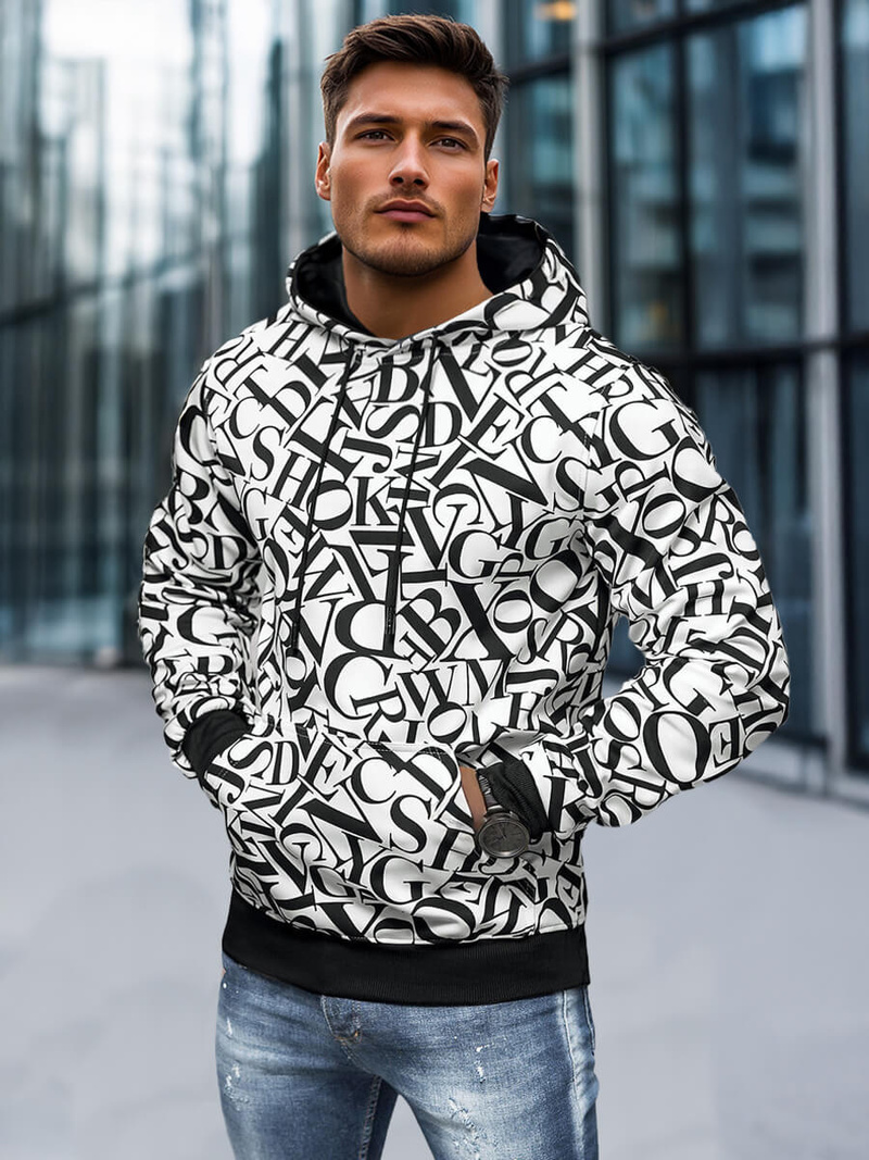 Ανδρικό Φούτερ με Kουκούλα λευκό OZONEE JS/8B1238/1Z