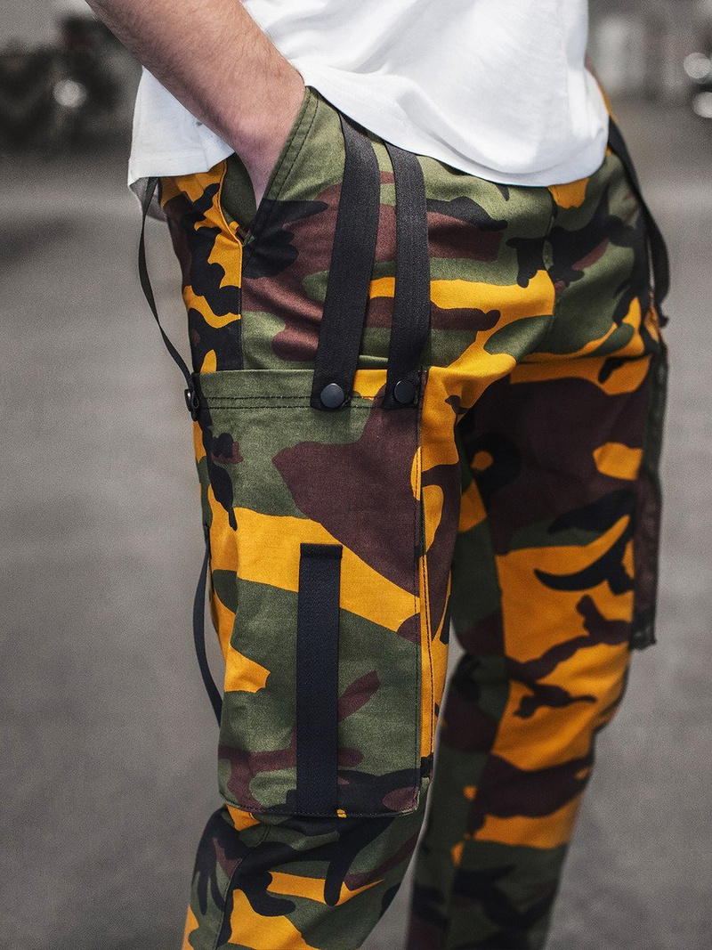 Ανδρικό παντελόνι chino jogger κίτρινο-χακί OZONEE O/11102