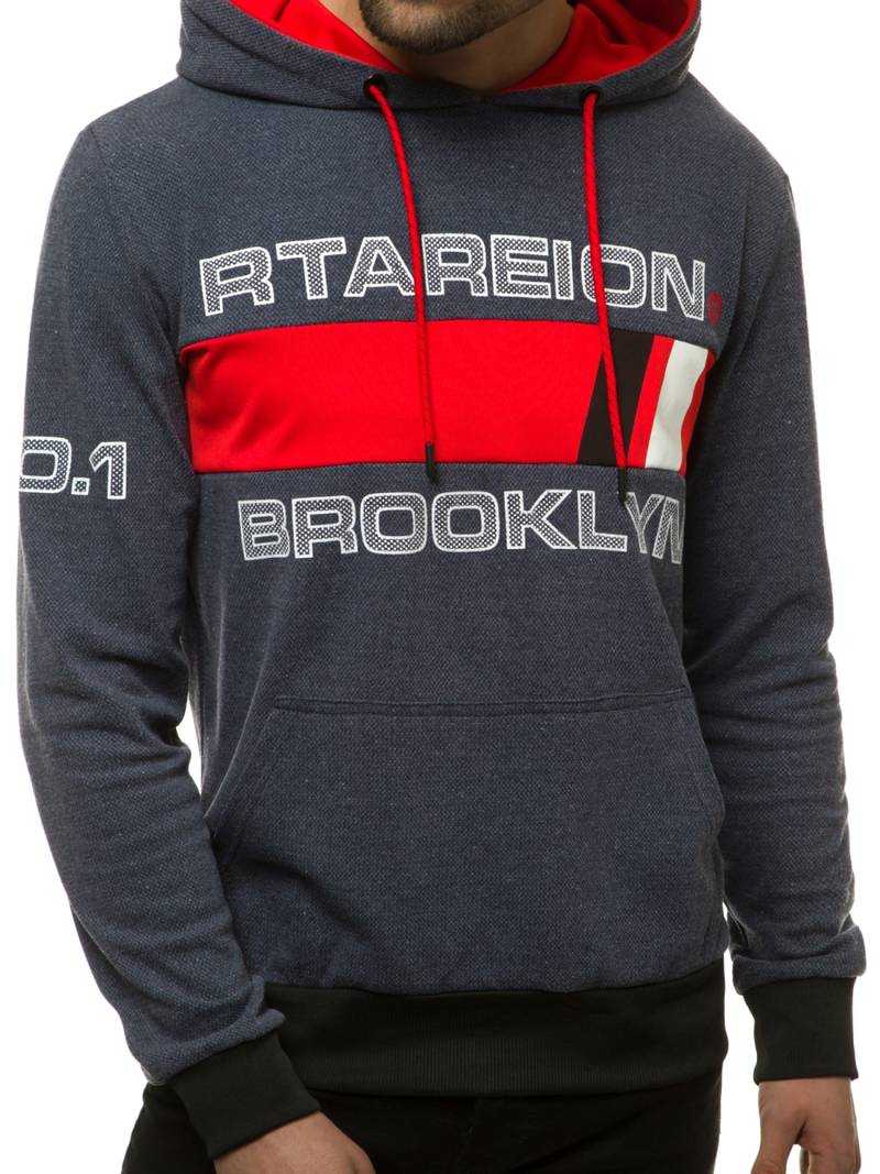 Ανδρικό Φούτερ με Κουκούλα ναυτικό μπλε OZONEE JS/DD20131