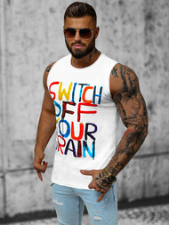 Ανδρικό αμάνικο μπλουζάκι λευκό OZONEE O/T102/1Z