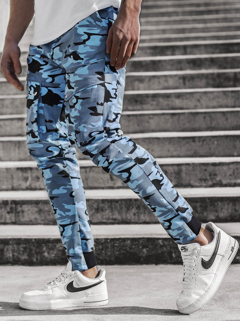 Ανδρικό παντελόνι jogger καμουφλάζ-μπλε OZONEE A/1003