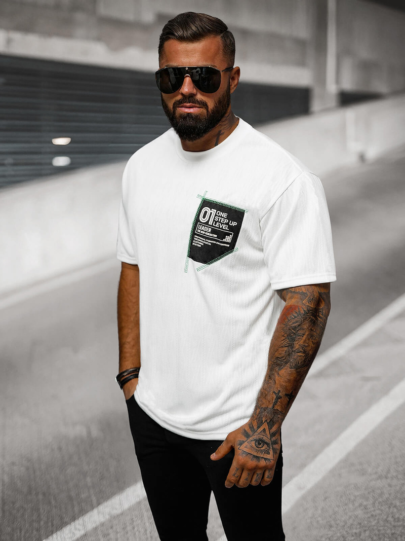 Ανδρικό μπλουζάκι λευκό OZONEE O/3C333