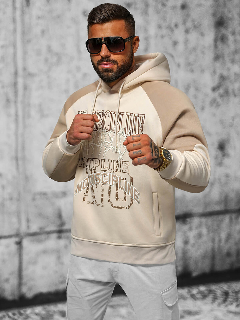 Φούτερ με Κουκούλα μπεζ OZONEE O/SWE23037