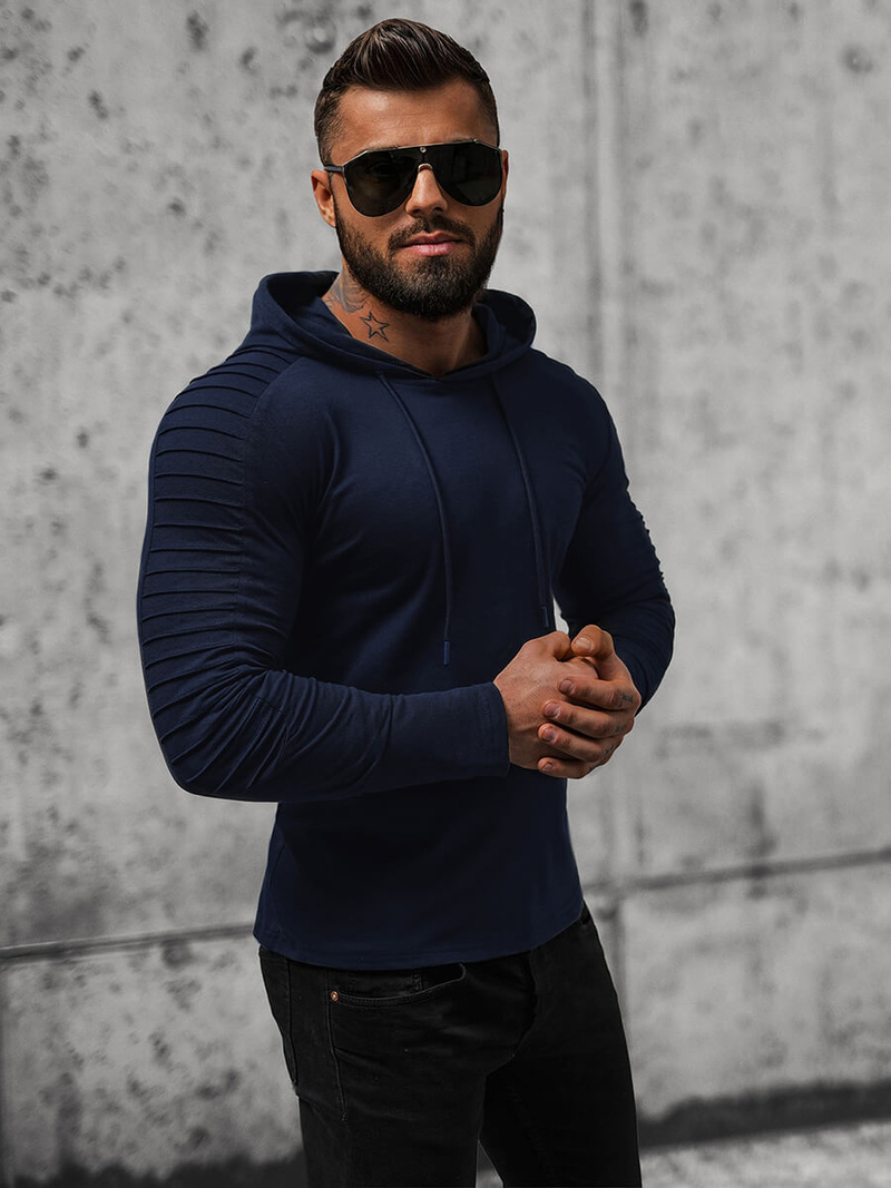 Ανδρικό μπλουζάκι με μακριά μανίκια ναυτικό μπλε OZONEE O/B258