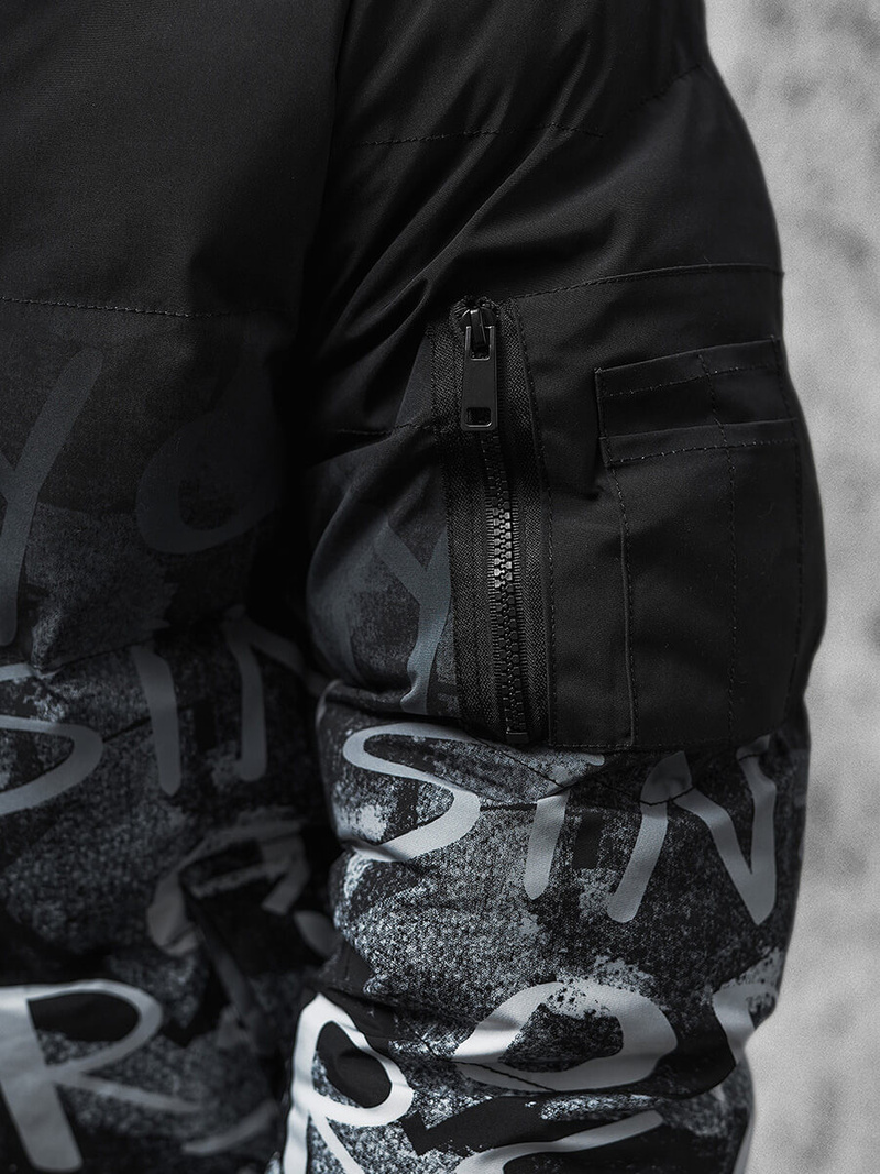 Ανδρικό χειμερινό μπουφάν το μαύρο-λευκό OZONEE JS/27M8102