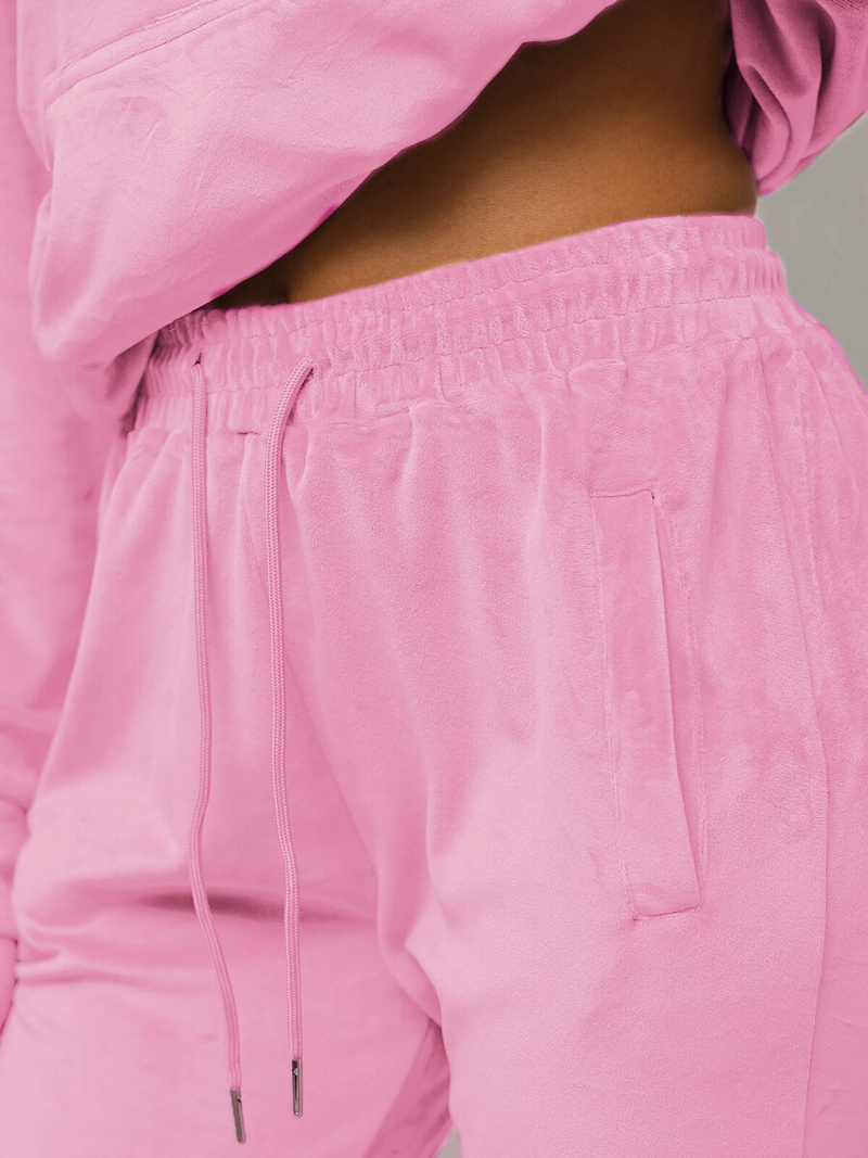 Γυναικείο βελούδινο σετ φόρμας πούδρα ροζ OZONEE O/8C1175/38Z