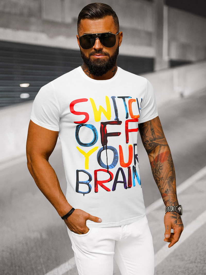 Ανδρικό μπλουζάκι λευκό OZONEE O/T125/1Z