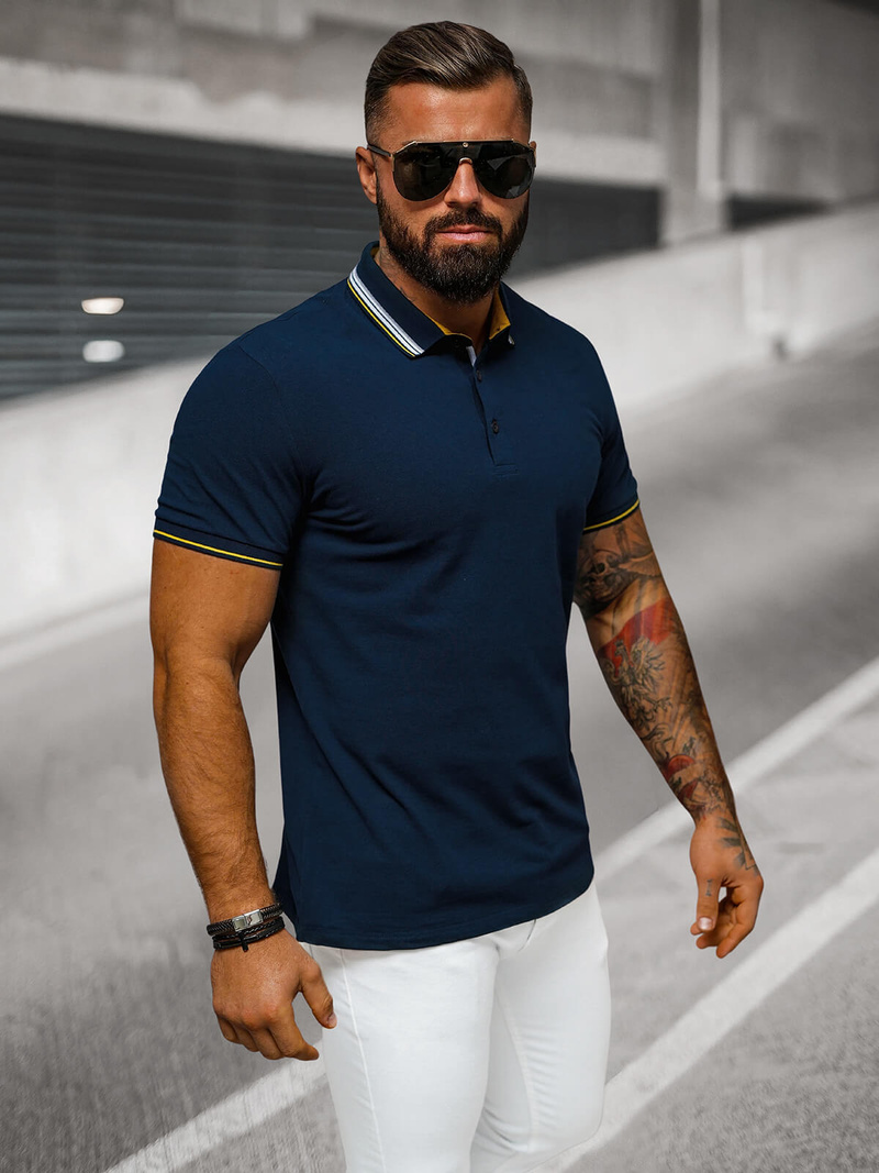 Ανδρική μπλούζα polo ναυτικό μπλε OZONEE O/DA729