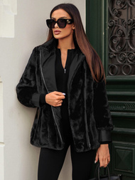 Γυναικείο μπουφάν μαύρο OZONEE JS/11Z8075Z