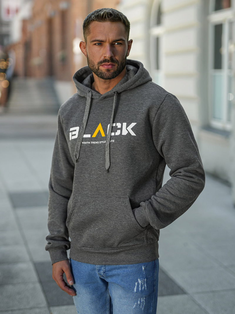 Ανδρικό Φούτερ με Κουκούλα γραφίτη OZONEE JS/8B1756/5