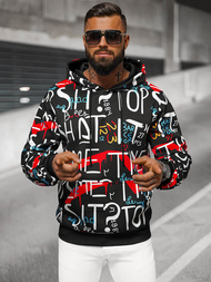 Ανδρικό Φούτερ με Kουκούλα Mαύρος OZONEE JS/8B1233/3