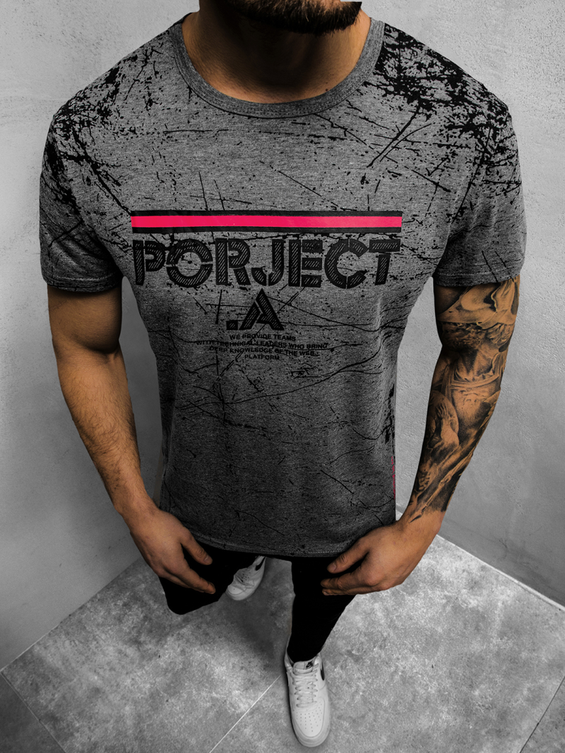 Ανδρικό μπλουζάκι γραφίτη OZONEE JS/SS10917Z