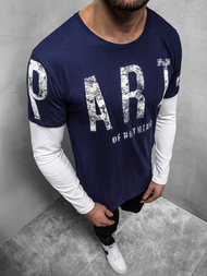 Ανδρικό μπλουζάκι με μακριά μανίκια ναυτικό μπλε OZONEE O/1292Z