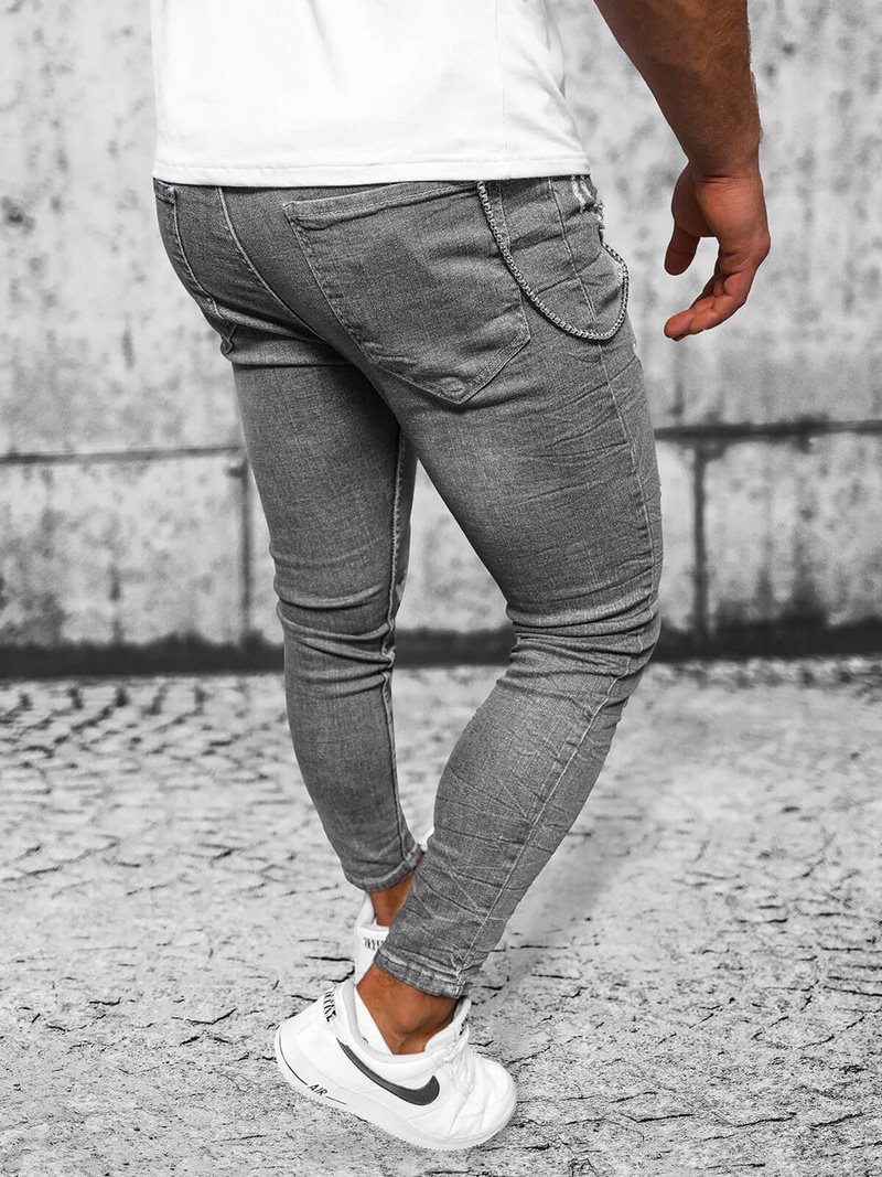 Ανδρικό τζιν παντελόνι Γραφίτης OZONEE O/MB459