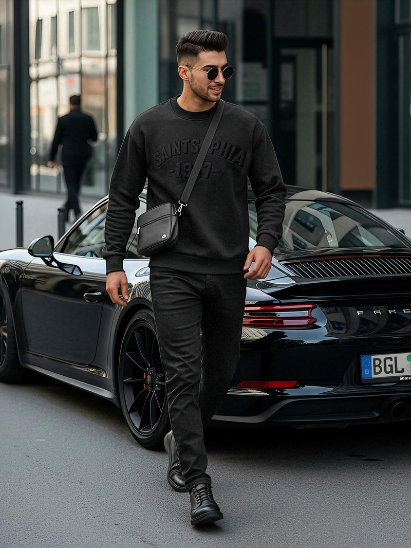 Ανδρικό Φούτερ μαύρο OZONEE JS/8B1953/3