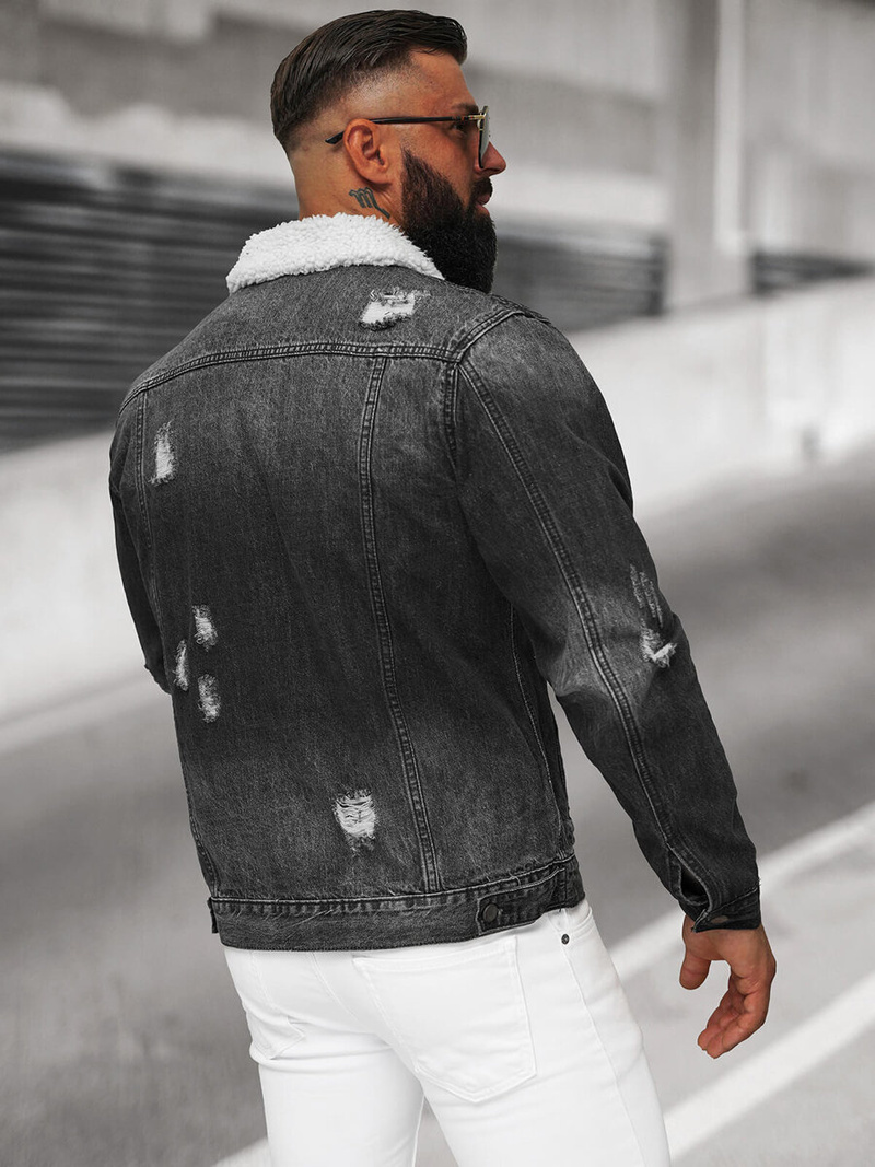 Ανδρικό τζιν μπουφάν σέρπα μαύρο OZONEE NB/MJ502NZ