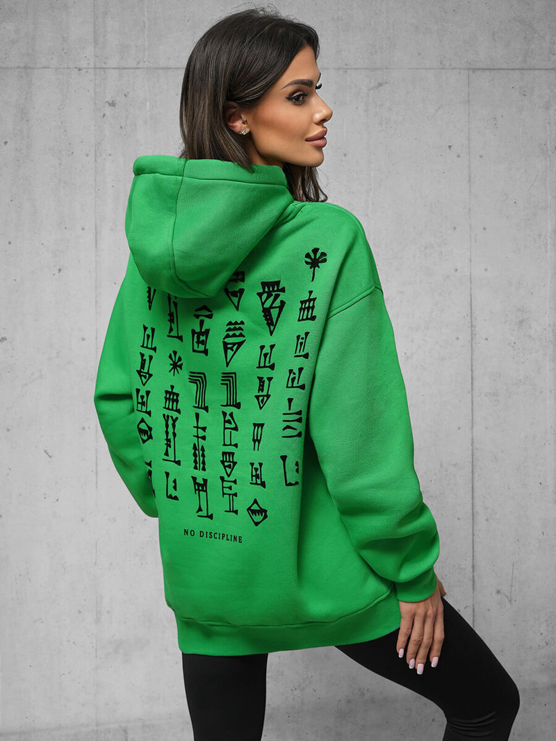 Φούτερ με Κουκούλα Πράσινος OZONEE O/SWE23017Z