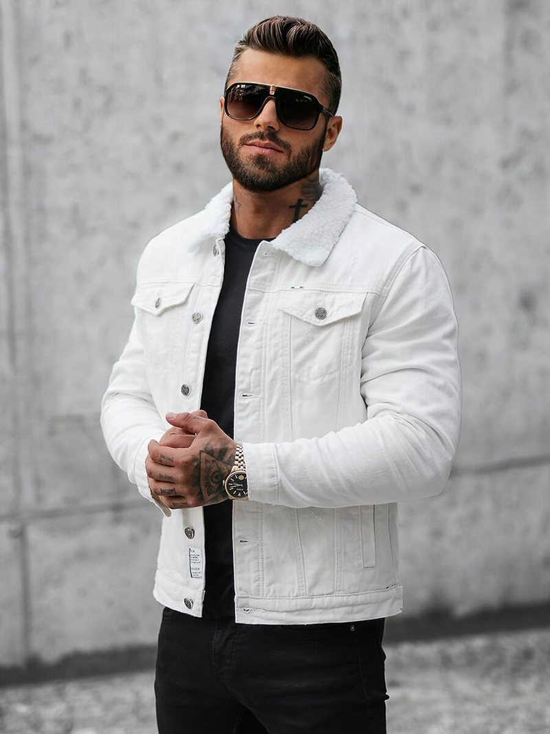 Ανδρικό τζιν μπουφάν σέρπα λευκό OZONEE NB/MJ541Z